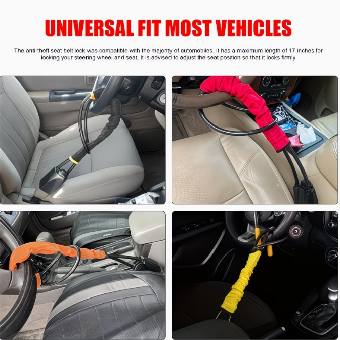 Heavy Duty Steering Wheel Seatbelt Lock