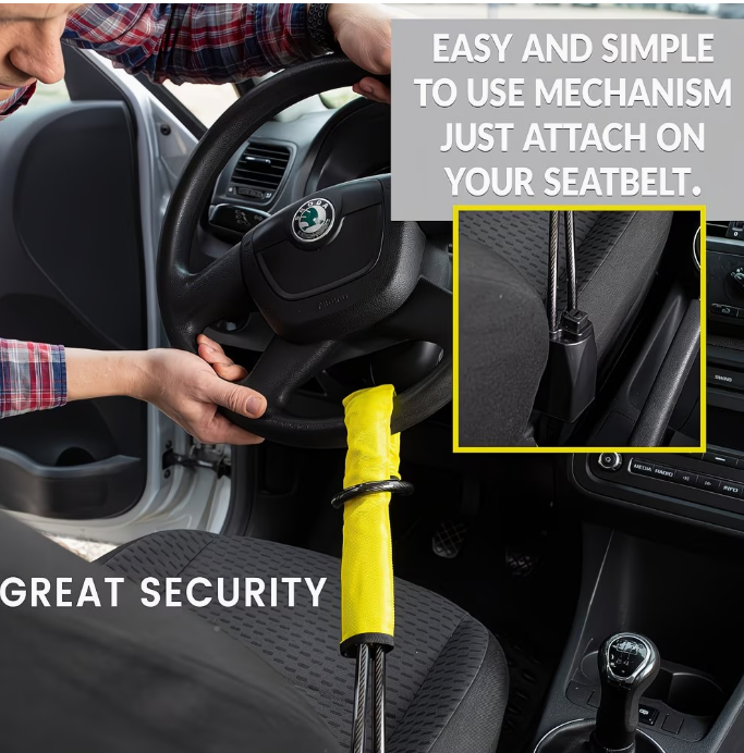 Heavy Duty Steering Wheel Seatbelt Lock
